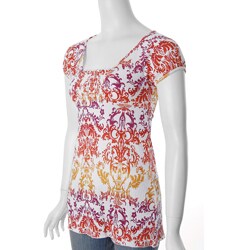 Self Esteem Junior's Orange Smocked Tie-back Top
