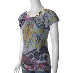 California Bloom Women's Flutter-sleeve Sublimation Top