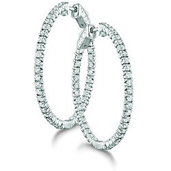 14k Gold 1 1/2ct TDW Diamond Hoop Earrings (H-I, I1)