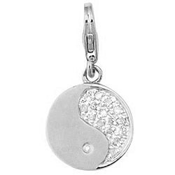 14k White Gold Diamond Accent Yin Yang Pendant or Charm