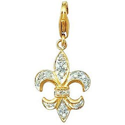 14k Gold 1/10ct TDW Diamond Fleur de Lis Charm