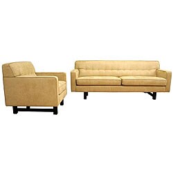 Microfiber Camel-colored Retro Sofa Set