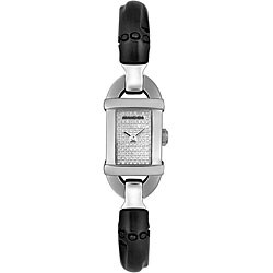 Gucci Women's 6800 Diamond Black Bamboo Bangle Watch