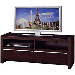 Walnut Finish Entertainment Unit with Drawers