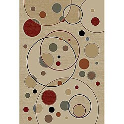 Alexa Trinity Collection Geometric Bubbles Ivory Rug (5'3 x 7'7)