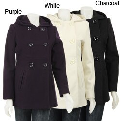 AK Anne Klein Women's Double-breasted Hooded Peacoat