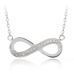 Icz Stonez Sterling Silver Clear Cubic Zirconia Infinity Necklace