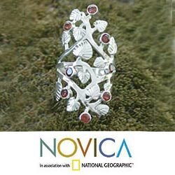 Sterling Silver and Garnet 'Forest' Cocktail Ring (Indonesia)