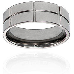 Men's Titanium Grooved and Polished Ring