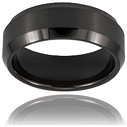 Black-plated Tungsten Beveled-edge Band (8 mm)