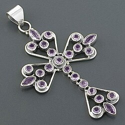Sterling Silver and Amethyst Cross Pendant (India)