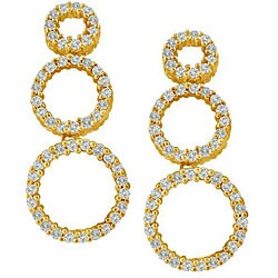 14k Gold 1ct TDW Diamond Triple Circle Earrings (G-H, I1)