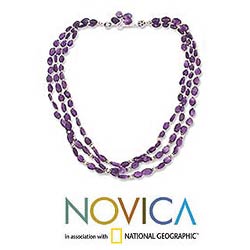 Amethyst 'Lilac Trio' 3-strand Necklace (India)