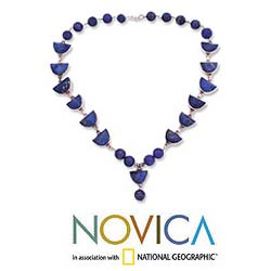 Silver/ Lapis Lazuli 'Blue Moon' Y Necklace (India)