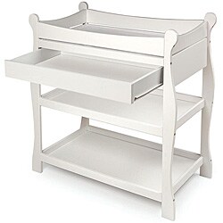 Sleigh-style White Changing Table with Drawer