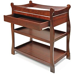 Badger Basket Sleigh-Style Cherry Changing Table with Drawer