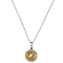 Sterling Silver Citrine and 1/10ct TDW Diamond Necklace
