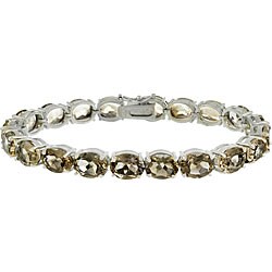 Glitzy Rocks Sterling Silver 33 TGW Smokey Quartz Bracelet
