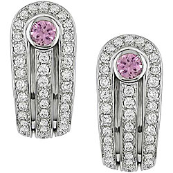 18k Gold Pink Sapphire/ 1 1/4ct TDW Diamond Earrings (G-H, SI1)