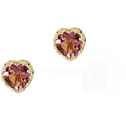 10k White Gold Amethyst Heart Crown Earrings