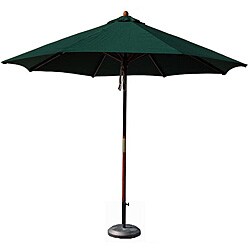 Hardwood 9-foot Hunter Green Patio Umbrella with Stand