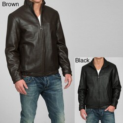 Izod Men's New Zealand Lamb Leather Bomber Jacket