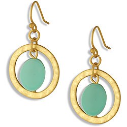 Turquoise and Goldtone Circle Earrings