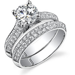18k Gold 1 7/8ct TDW EGL Diamond Bridal Ring Set (I, SI1-SI3)