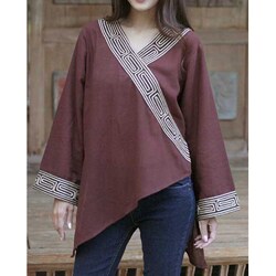 Women's 'China Paths in Dark Brown' Blouse (Thailand)