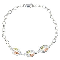 Silver and 14k Black HIlls Gold 3-station Bracelet
