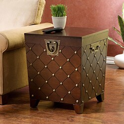 Nailhead Espresso End Table Trunk
