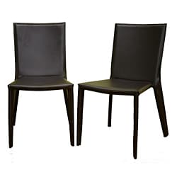 Chocolate Brown Bonded Leather Dining Chairs (Set of 2).