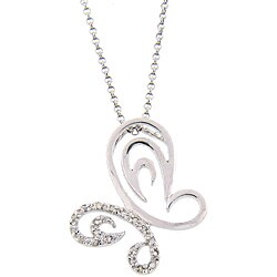 Sterling Silver 1/5ct TDW Diamond Butterfly Necklace (J-K, I3)