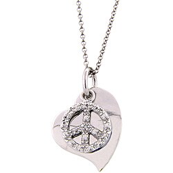 Sterling Silver Diamond Accent Peace and Love Necklace