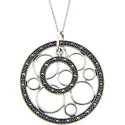 Sterling Silver Marcasite Geometric Circle Necklace