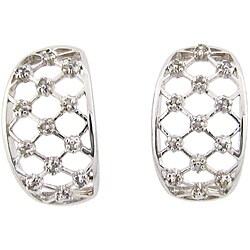 Sterling Silver 1/4ct TDW Diamond Lattice Hoop Earrings (J-K, I3)