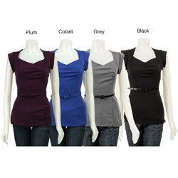 Necessary Objects Junior's Ponte Cap Sleeve Top