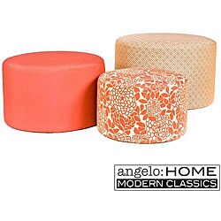 angelo:HOME Nesting Round Ottomans Papaya (Set of 3)