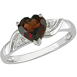 10k Gold Garnet and Diamond Accent Heart Ring