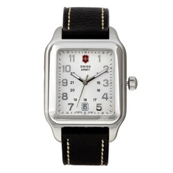 Swiss Army Officer's 1884 Men's Black Leather Strap Watch
