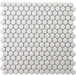SomerTile 11.5x11.5-in Victorian Penny 3/4-in White Porcelain Mosaic Tile (Pack of 10)