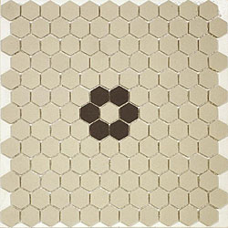 SomerTile 11.75x12-in New York 1-in Hex White/Black Flower Unglazed Porcelain Mosaic Tile (Pack of 10)