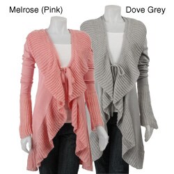 Belldini Women's 3/4-length Cascading Ruffle Cardigan