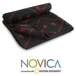 'Inca Duck Shadow' Alpaca Wool Throw Blanket (Peru)