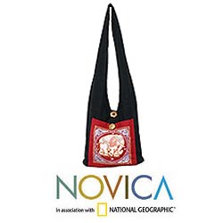 Cotton 'Red Elephant Luck' Handbag (Thailand)