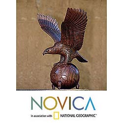 'Eagle on the Globe' Wood Sculpture (Indonesia)