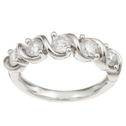 14k White Gold 1ct TDW Diamond 5-stone Wedding Band (G-H, I2)