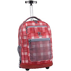 J World 'Sundance' 19.5-inch Check Red Rolling Backpack with Laptop Sleeve