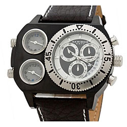 Akribos XXIV Men's 'Time Machine' Triple Time Zone Chronograph Watch