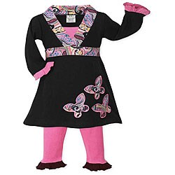 JoJo Designs Girls' Pink/ Black Butterfly Dress Set